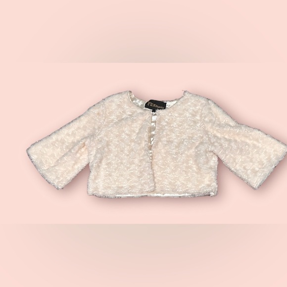 FURROCIOUS Satin Lined Fur Cardigan Cape In White - Picture 3 of 7